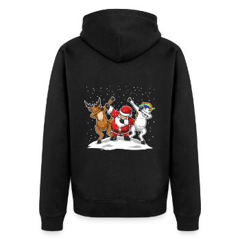 Dabbing Dab Santa Einhorn Rentier Geschenk Xmas - Unisex Premium Bio Zip Hoodie - Schwarz - Hinten - Nico (187cm)