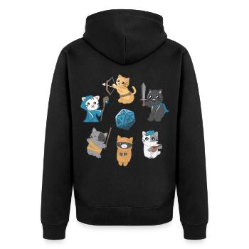 Rollenspiel Brettspiel Katzen Katze - Unisex Premium Bio Zip Hoodie - Schwarz - Hinten - Nico (187cm)