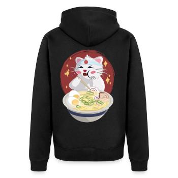 Le chat mange des nouilles - Veste à capuche bio Premium Unisexe - noir - Dos - Nico (187cm)