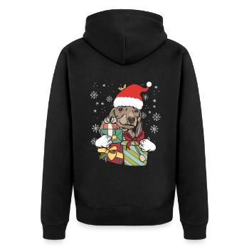 Blaireau chien noël Santa cadeau - Veste à capuche bio Premium Unisexe - noir - Dos - Nico (187cm)