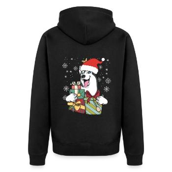 Sibirischer Husky Hund Weihnachten Santa Geschenk - Unisex Premium Bio Zip Hoodie - Schwarz - Hinten - Nico (187cm)
