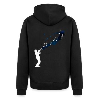 Trompeter Jazzmusik Weltraum - Unisex Premium Bio Zip Hoodie - Schwarz - Hinten - Nico (187cm)
