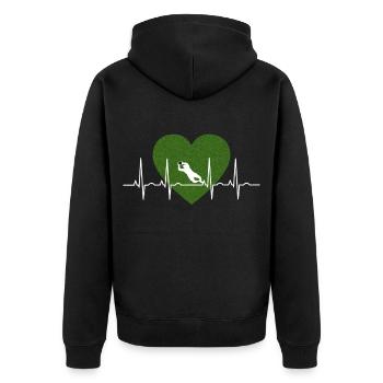 Herzschlag Torwart Fußball - Unisex Premium Bio Zip Hoodie - Schwarz - Hinten - Nico (187cm)