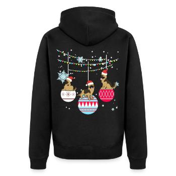 Deutscher Schäferhund Hund Weihnachten Geschenk - Unisex Premium Bio Zip Hoodie - Schwarz - Hinten - Nico (187cm)