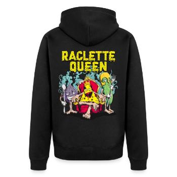 Raclette Queen Cheese Queen Onion Cucumber Gift - Unisex Premium Organic Zip Hoodie - black - Back - Nico (187cm)