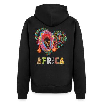 Motif Afrique - joie de vivre - Veste à capuche bio Premium Unisexe - noir - Dos - Nico (187cm)