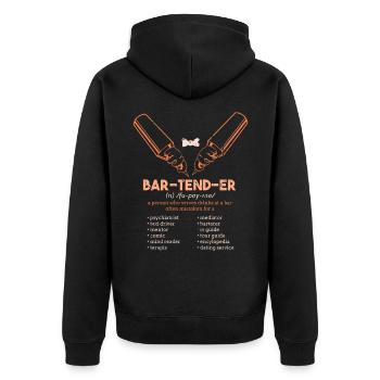 Bartender saying - Unisex Premium Organic Zip Hoodie - black - Back - Nico (187cm)