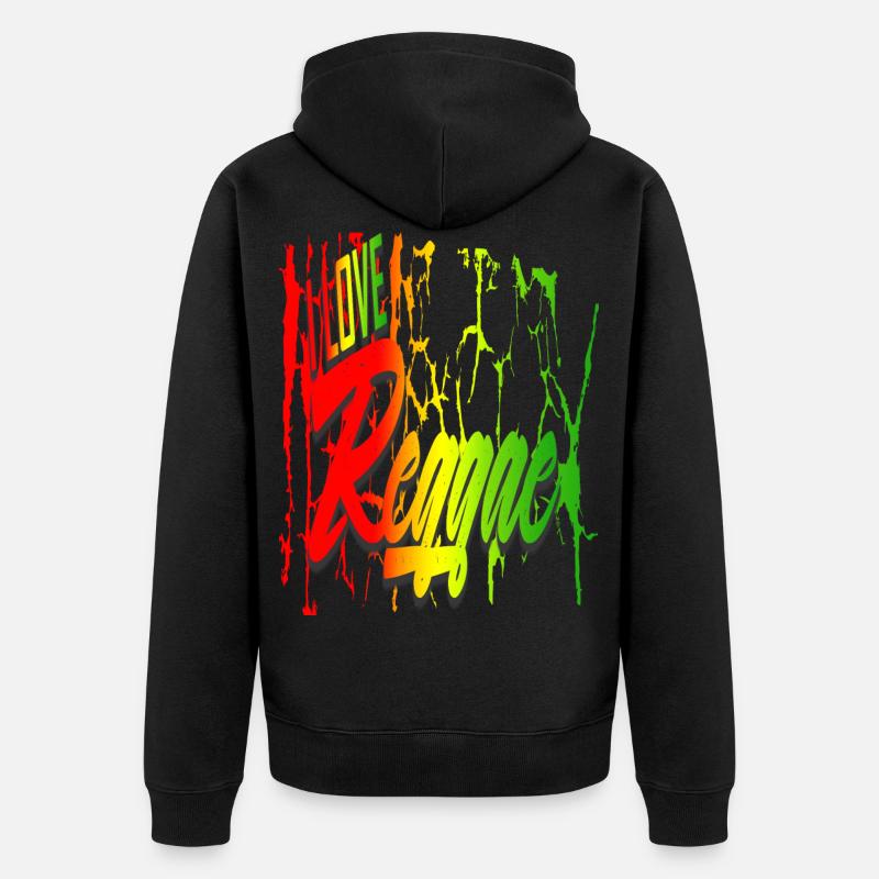 Reggae 6I love reggae - Unisex Premium Bio Zip Hoodie - Schwarz