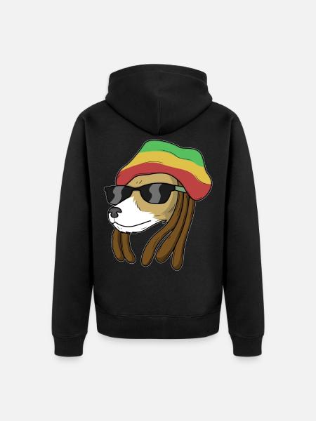 Reggae Dog - Unisex Premium Organic Zip Hoodie - black