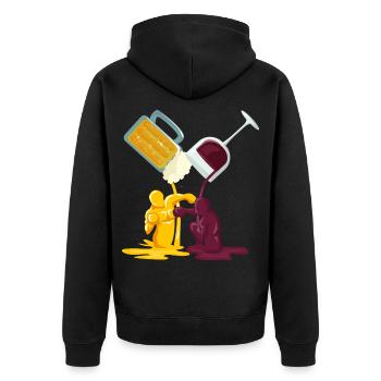 Beer and wine while boxing - Unisex Premium Organic Zip Hoodie - black - Back - Nico (187cm)