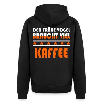 German5 - Unisex Premium Bio Zip Hoodie - Schwarz - Hinten - Nico (187cm)