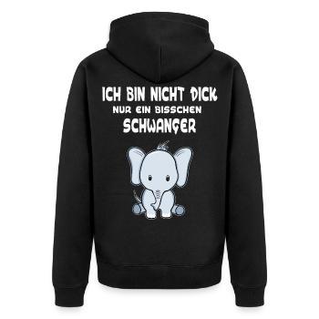 Schwangerschaft Schwanger Elefant Baby Geschenk - Unisex Premium Bio Zip Hoodie - Schwarz - Hinten - Nico (187cm)