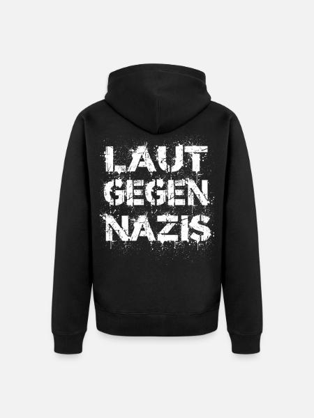 Loud against Nazis - Unisex Premium Organic Zip Hoodie - black