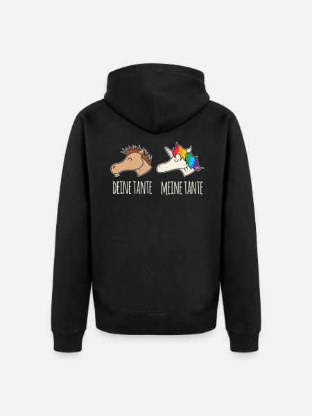 Din tante min tante hest unicorn gave - Premium økologisk unisex-hettejakke - svart