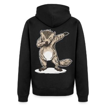 Dabbing Dab Murmeltier Jäger Jagd Geschenk - Unisex Premium Bio Zip Hoodie - Schwarz - Hinten - Nico (187cm)