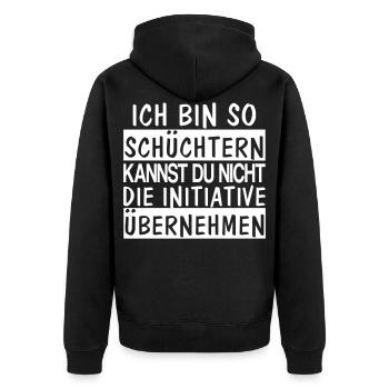 Meet Shy Single Flirt - Unisex Premium Organic Zip Hoodie - black - Back - Nico (187cm)