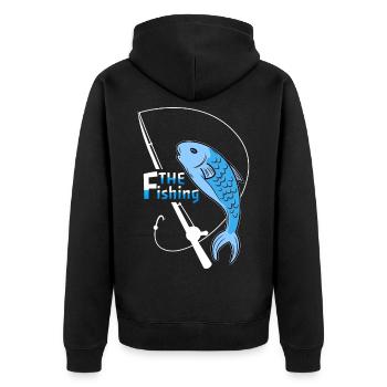 The fishing - Unisex Premium Organic Zip Hoodie - black - Back - Nico (187cm)