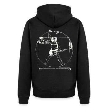 Vitruvian Man Guitar Shirt Da Vinci Guitarist - Unisex Premium Organic Zip Hoodie - black - Back - Nico (187cm)