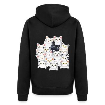 Katzen auf dem Haufen - Unisex Premium Bio Zip Hoodie - Schwarz - Hinten - Nico (187cm)