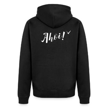 Maritim Ahoi Wasser Möwe Meer - Unisex Premium Bio Zip Hoodie - Schwarz - Hinten - Nico (187cm)