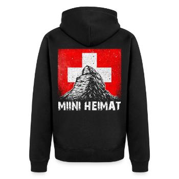 Schweiz Matterhorn Zermatt Schweizerkreuz Geschenk - Unisex Premium Bio Zip Hoodie - Schwarz - Hinten - Nico (187cm)