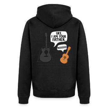 Ukulele Gitarre Musiklehrer Geschenk Spruch - Unisex Premium Bio Zip Hoodie - Schwarz - Hinten - Nico (187cm)