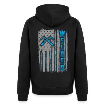 Drapeau USA cadeau cadeau de soudeur serrurier - Veste à capuche bio Premium Unisexe - noir - Dos - Nico (187cm)