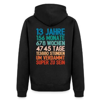 Cadeau d'anniversaire 13 ans 13 ans - Veste à capuche bio Premium Unisexe - noir - Dos - Nico (187cm)