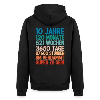 Birthday gift 10 year old 10th birthday - Unisex Premium Organic Zip Hoodie - black - Back - Nico (187cm)