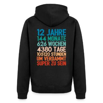 Cadeau d’anniversaire Pour 12 ans 12 ans - Veste à capuche bio Premium Unisexe - noir - Dos - Nico (187cm)