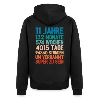 Cadeau d’anniversaire pour 11 ans 11 ans - Veste à capuche bio Premium Unisexe - noir - Dos - Nico (187cm)