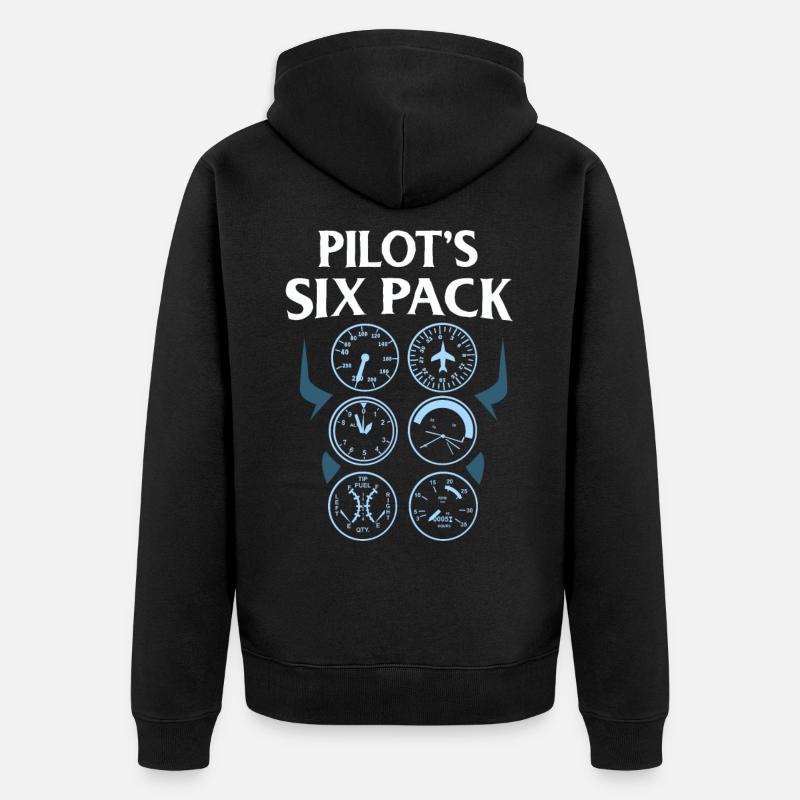Sixpack Linienpilot Pilot Flugführer Geschenk - Unisex Premium Bio Zip Hoodie - Schwarz