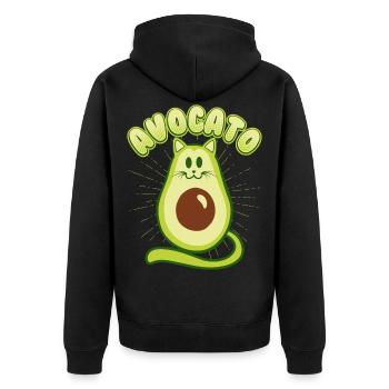 Avocato Avocado Katze Kätzchen Guacamole Geschenk - Unisex Premium Bio Zip Hoodie - Schwarz - Hinten - Nico (187cm)