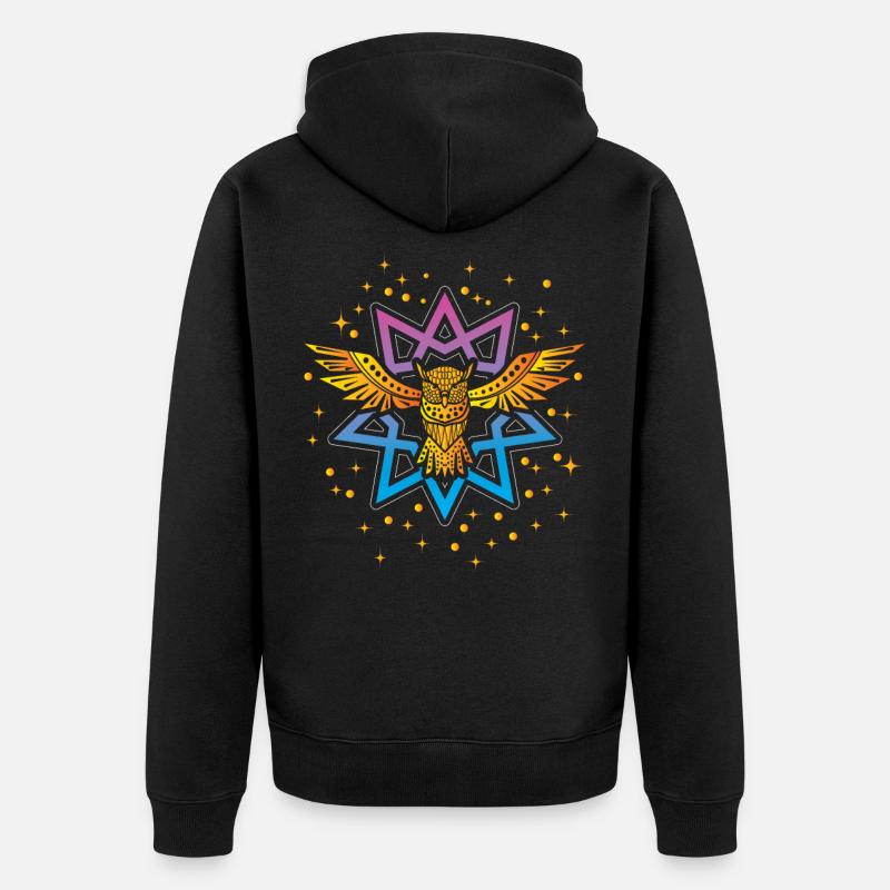 Eule Boho Gold Symbol - Unisex Premium Bio Zip Hoodie - Schwarz
