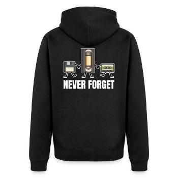 Diskette Videokassette Kassette Retro Classic 90er - Unisex Premium Bio Zip Hoodie - Schwarz - Hinten - Nico (187cm)