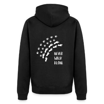 Never Walk Alone Fussabdruck Pfote Hund Katze - Unisex Premium Bio Zip Hoodie - Schwarz - Hinten - Nico (187cm)