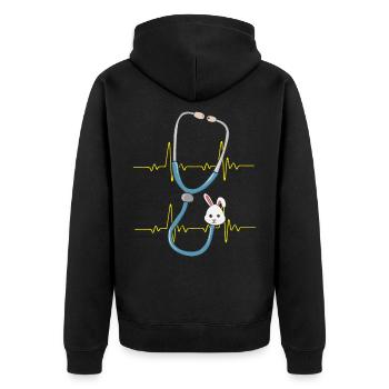 Stéthoscope Infirmière Docteur Docteure MFA Pâques - Veste à capuche bio Premium Unisexe - noir - Dos - Nico (187cm)