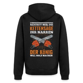 Forest worker Lumberjack Forester Chainsaw Saw - Unisex Premium Organic Zip Hoodie - black - Back - Nico (187cm)