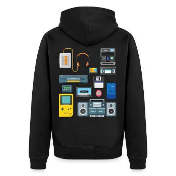90s party outfit costume clothes clothing - Unisex Premium Organic Zip Hoodie - black - Back - Nico (187cm)