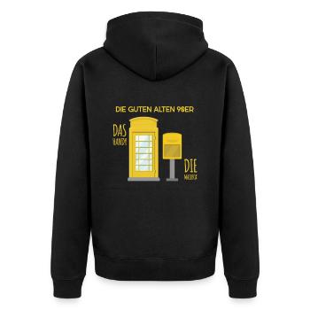 90er Jahre Party Outfit Kostüm Klamotten Kleidung - Unisex Premium Bio Zip Hoodie - Schwarz - Hinten - Nico (187cm)