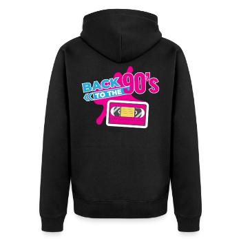 90s party outfit costume clothes clothing - Unisex Premium Organic Zip Hoodie - black - Back - Nico (187cm)
