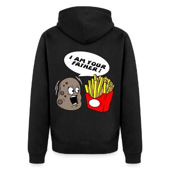 Ich bin dein Vater Kartoffel Pommes Papa Dad Geek - Unisex Premium Bio Zip Hoodie - Schwarz - Hinten - Nico (187cm)