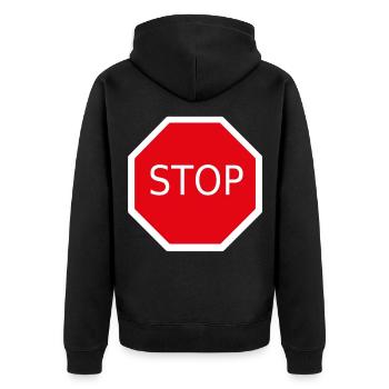 Panneau de signalisation de rue - Veste à capuche bio Premium Unisexe - noir - Dos - Nico (187cm)