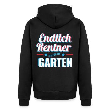 Rente 2019 Ruhestand 63 Kollegen Abschied Garten - Unisex Premium Bio Zip Hoodie - Schwarz - Hinten - Nico (187cm)