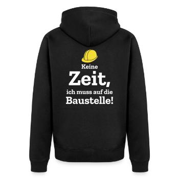 Bauherr Hausbau Heimwerker Baustelle Eigenheim - Unisex Premium Bio Zip Hoodie - Schwarz - Hinten - Nico (187cm)