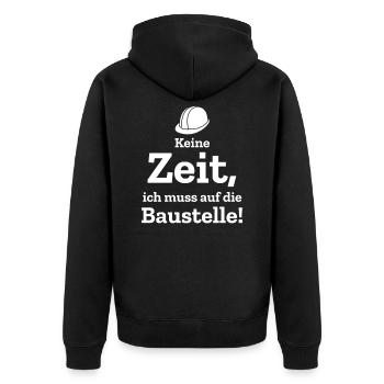Bauherr Hausbau Heimwerker Baustelle Eigenheim - Unisex Premium Bio Zip Hoodie - Schwarz - Hinten - Nico (187cm)