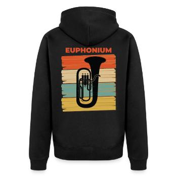 Euphonium Retro Vintage Design Gift Tuba - Unisex Premium Organic Zip Hoodie - black - Back - Nico (187cm)