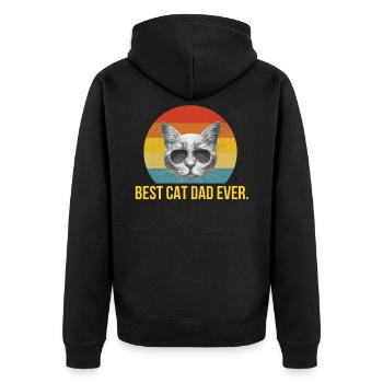 Bester Katzenvater Cat Dad Ever Retro Vintage - Unisex Premium Bio Zip Hoodie - Schwarz - Hinten - Nico (187cm)
