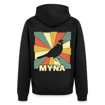 Beo, Mynah for bird lovers and gift - Unisex Premium Organic Zip Hoodie - black - Back - Nico (187cm)