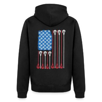 Lacrosse Lacross Lacrosse Player USA Flag - Veste à capuche bio Premium Unisexe - noir - Dos - Nico (187cm)